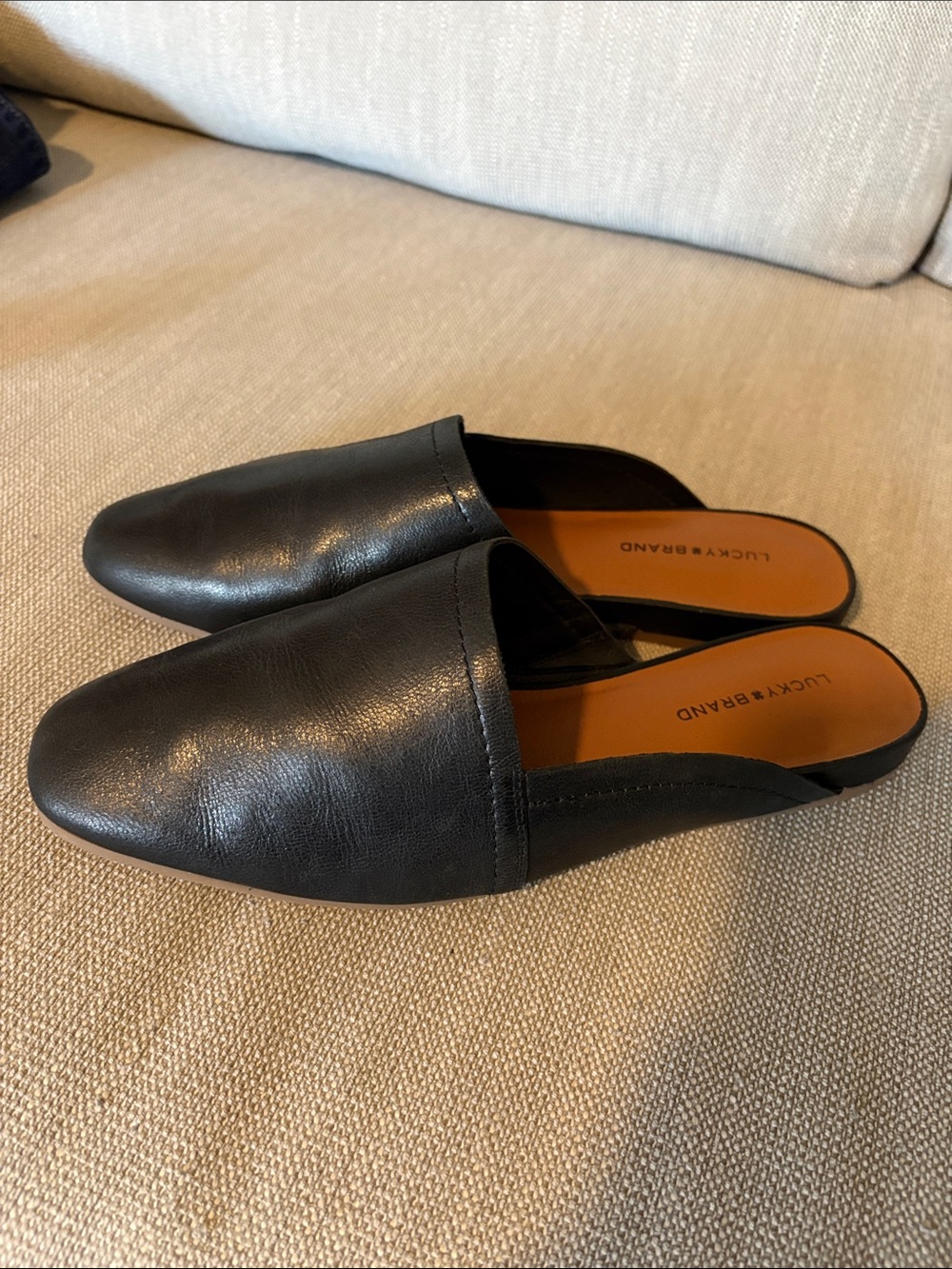 Lucky Brand Black Slip-On Leather Mules - Picture 2 of 3